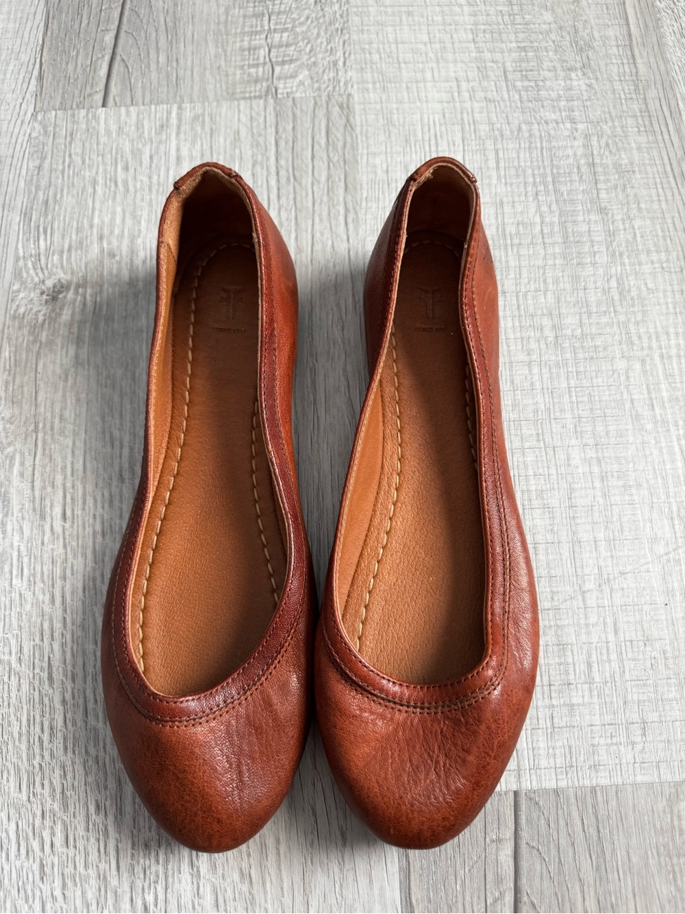 Frye Cognac Leather Ballet Flats
